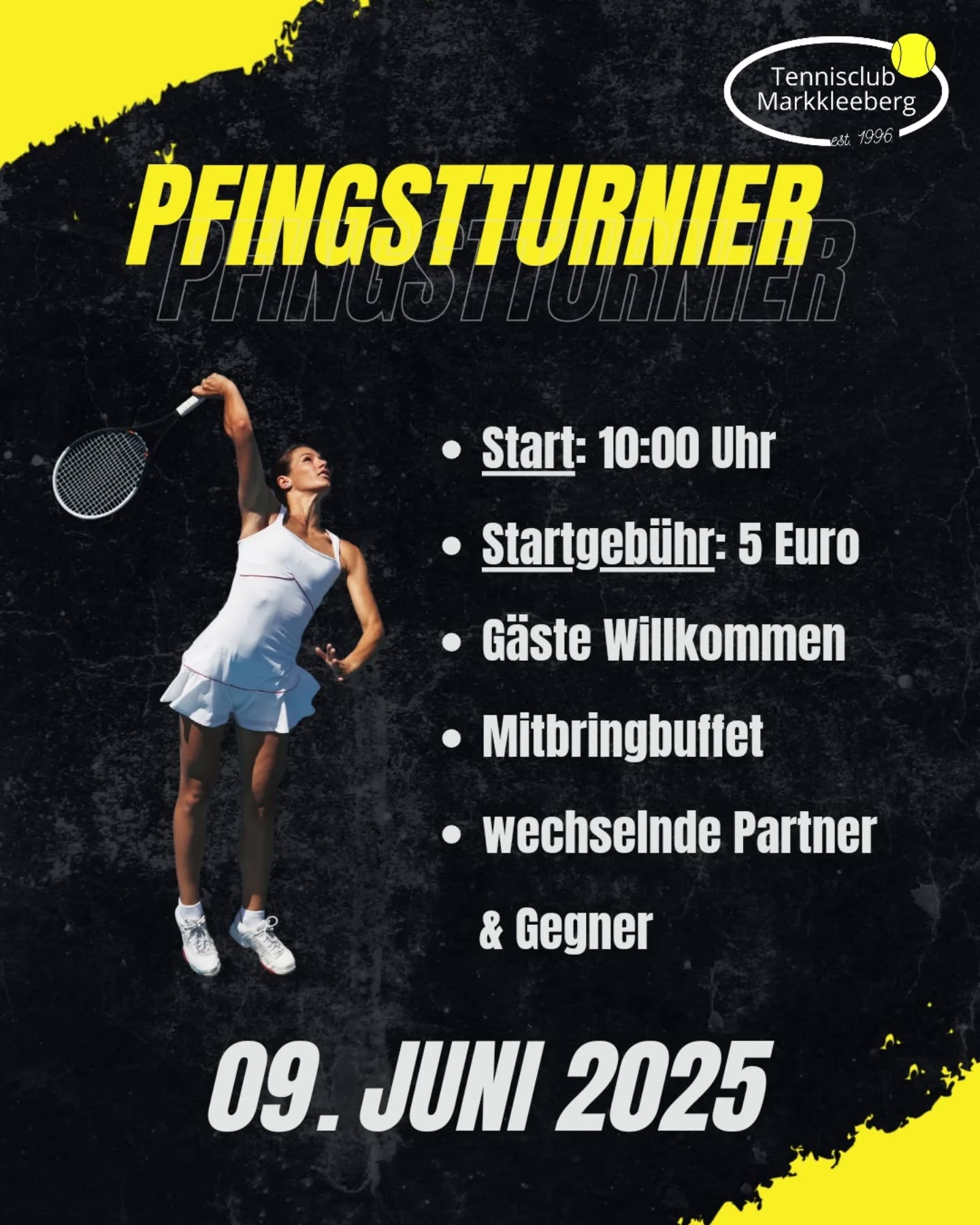 Am Pfingstmontag ist es wieder soweit: Unser jährliches Pfingstturnier steht an und wir sind schon richtig heiß drauf 🔥
Ab 10 Uhr geht es wieder im Doppel um Punkte. Nach mittlerweile bewährtem System werden jeweils rundenweise Doppelpaarungen ausgelost. Nach Addition des Alters beider Spieler spielt das jüngste gegen das zweitjüngste Doppel und so weiter....😎
Teilnehmen können alle Mitglieder und Gäste ab 16 Jahren. Wir bitten um Beteiligung am Mitbringbuffet und freuen uns auf eure Teilnahme!
Die Anmeldung erfolgt per Liste am Platz, per Mail oder per DM.
#Turnier #pfingsten #leipzig #markkleeberg #leipzigtennis #gemeinsamtennis #zusammentennis #Spaßturnier #sogehtsächsisch #sogehtsaechsisch