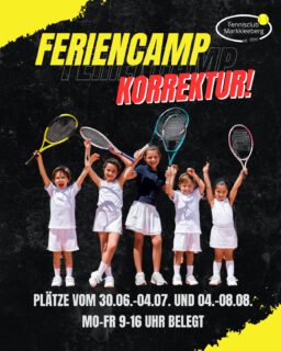 Korrektur zum Post von Samstag: Natürlich findet das zweite Feriencamp erst in der letzten Ferienwoche und damit vom 04.-08.08. statt. Tschuldigung! In diesen beiden Wochen sind die Plätze bis 16 Uhr unseren Jüngsten Vorbehalten, danach und am Wochenende herrscht regulärer Spielbetrieb.

#tennis #nachwuchs #feriencamp #sogehtsaechsisch #sogehtsächsisch #markkleeberg #leipzig #sonne #ferien #kids

PT