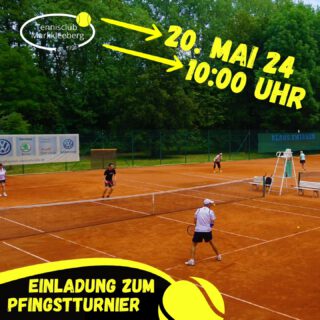 Der Pfingstmontag nähert sich und damit auch unser geliebtes Pfingstturnier! Ab 10 Uhr wird im Doppel um Punkte und den begehrten Wanderpokal gekämpft. Die Teilnehmer erhalten per Los rundenweise neue Partner, die Gegner werden per Altersvergleich ermittelt: Beispiel: Hans (12) und Matthias (58) sind zusammen 70 Jahre alt und spielen damit gegen dasjenige Doppel mit der naheliegendsten Alterssumme. Für die Verpflegung wird per Mitbringbuffet durch die Teilnehmer gesorgt, bitte tragt euch dazu auf die Mitbringliste am Platz ein. Gäste sind herzlich willkommen! Wir freuen uns auf unterhaltsame Spiele unter der Leitung von Turnierdirektorin Sophie Baumgarten! #pfingstturnier #schleifchenturnier #turnier #saisonauftakt #doppel #gemeinsamtennis #sogehtsaechsisch #sogehtsächsisch #sachsentennis #leipzig #markkleeberg #gäste #Sonne #pfingsten #pfingsteninleipzig